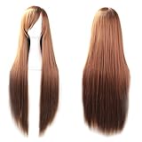Rbenxia 32'' Women's Cosplay Wig Hair Wig Long Straight Costume Party Full Wigs Dark Brown
