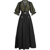 Nuoqi Victorian Dress for Women 1800s Edwardian Dress Short Sleeve Renaissance Ball Gown