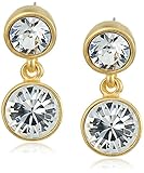 Kenneth Jay Lane 2 Drop Post Earring In Gold Crystal Drop Earrings