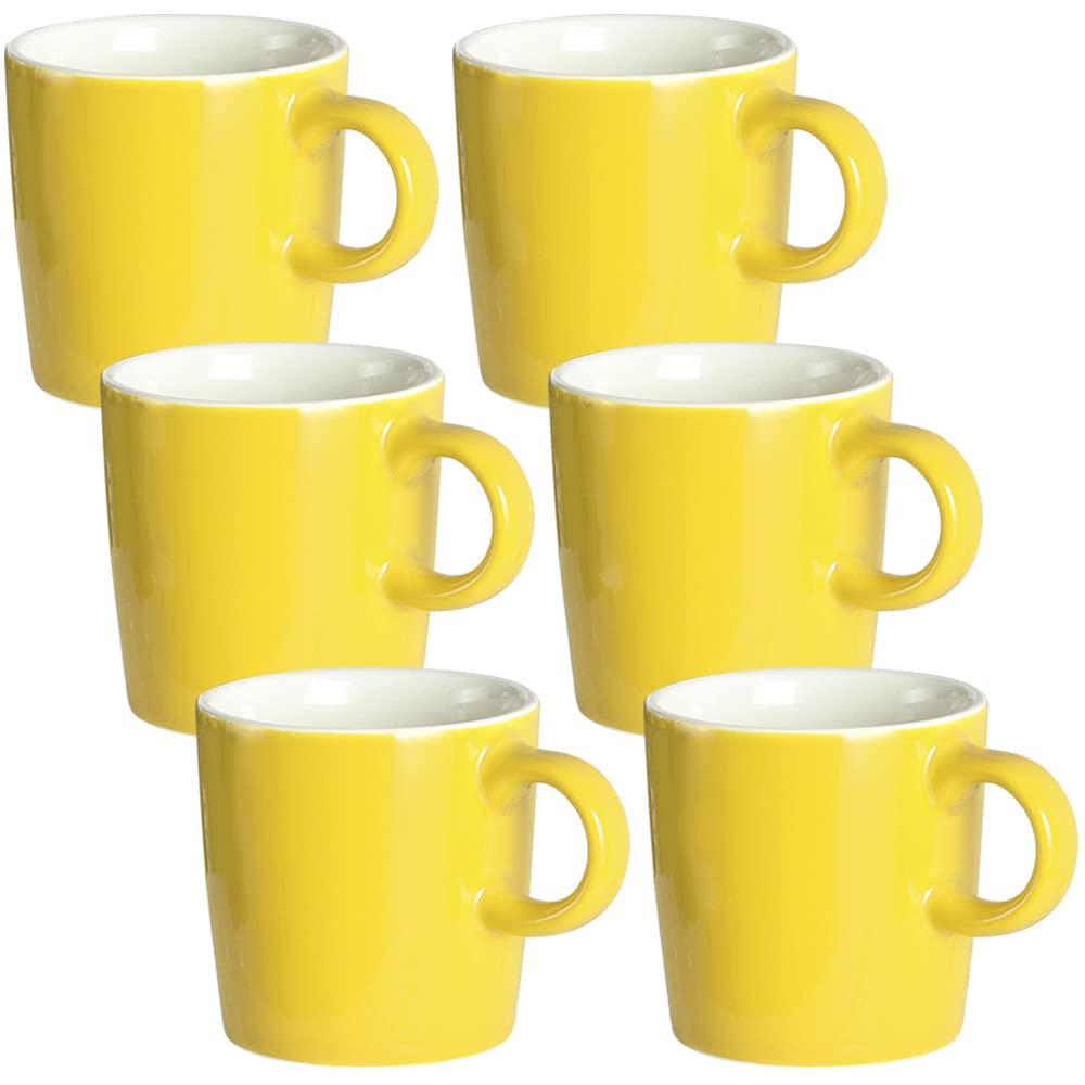 homEdge Mini Procelain Espresso Cup, 4 Ounces / 120 ml Tiny Ceramic Coffee Mugs Demitasse for Espresso, Tea- Set of 6, Yellow (208CEC060223)