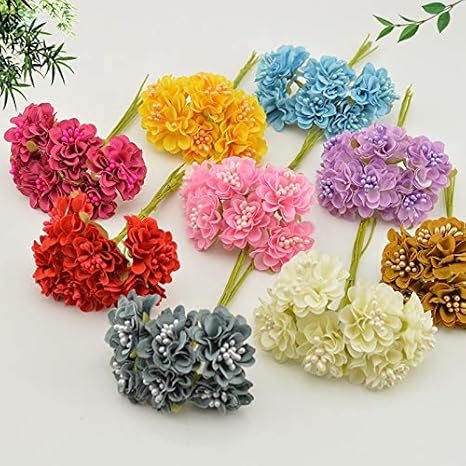 Amazon 30ピースのギフトボックススクラップブッキングカーネーションの絹の造花の花束の結婚式の装飾diyの花輪の花束 Color Brown 造花 オンライン通販