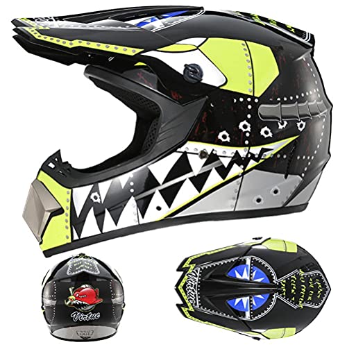Full Face Motocross Helmet for Children and Adults Motocross Helmet Full Face Motorcycle Helmet with Protective Glasses Gloves