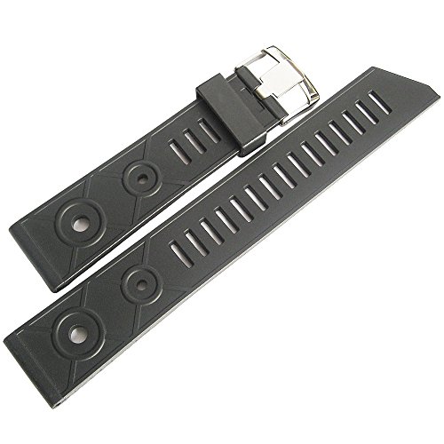 Bonetto Cinturini 22mm Black Rubber Watch Strap Model 281