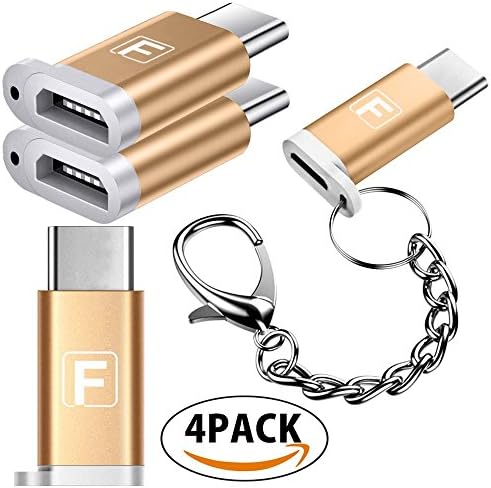 FEREX USB Type C Adapter type-C to Micro USB Adapter Aluminum USB C to Micro USB Convert Samsung Galaxy S8 New Macbook Pixel XL Nexus 5X 6P LG G5 G6 V20 Nintendo Switch and More (ROSE PINK - 4PACK)