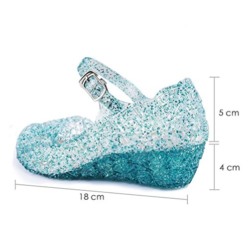 URAQT Girl Child Fancy Shoes Princess Queen Elsa Blue Cute