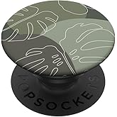 Modern Olive Boho Tropical Jungle Botanical Monstera Leaves PopSockets Adhesive PopGrip