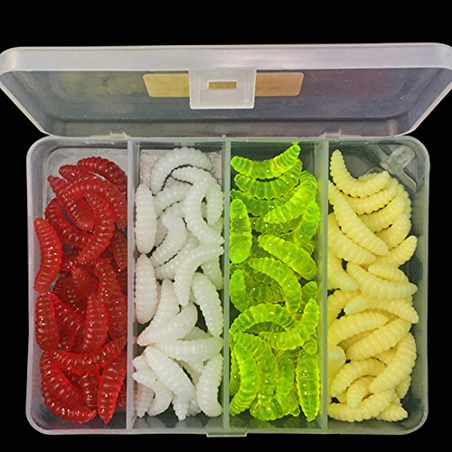 OriGlam 100pcs Soft Plastic Worm Fishing Lure, Bass, Trout, Walleye