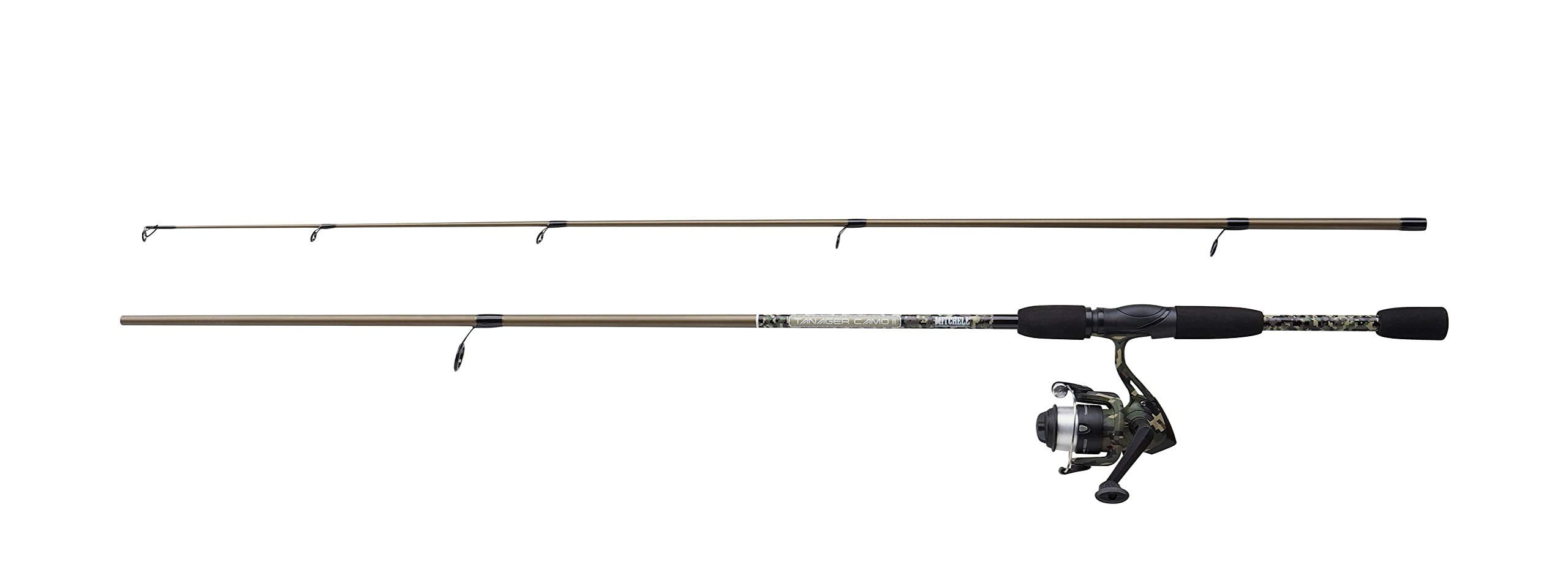 Mitchell Tanager Camo II Spin Combo | Lightweight Spinning Rod & Reel Setup for Freshwater & Predator Fishing | Perfect for Beginner Anglers | Green Camo, 2.4m | 10-30g | 2-Piece Combo, Unisex