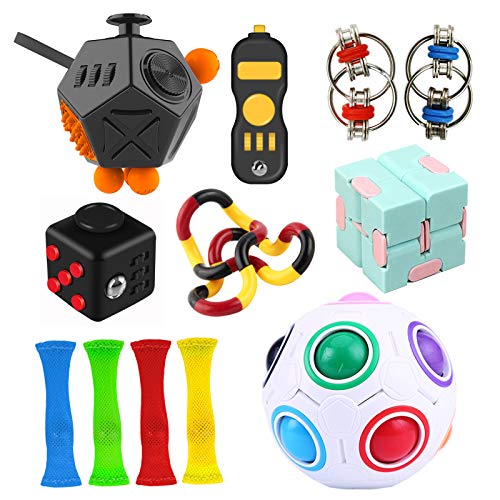 12 Pcs Fidget Toy Set, Include 12Side Fidget Cube Infinity Cube