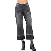 Judy Blue Charcoal Grey High Waist Wide Release Hem Crop Wide