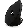 5th generationWireless Vertical Ergonomic Optical Mouse, Jelly Comb Rechargeable 2.4G Wireless Vertical Mouse Optical Mice with 6 Buttons 3 Adjustable DPI，Better Performance for PC, (Black)