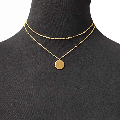 image for LEGITTA Disc Coin Charm Pendant Collar Necklace Layering Titanium Chai