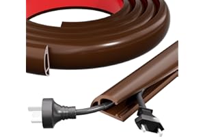 Kneelisa 4FT Side-Open Extension Cord Covers for Wires on Floor,Silicone Power Cable Protector Cord Hider Management Strip,Hide Electric Wire on Carpet,Chord Runner Protective Safety Wiremold,Brown
