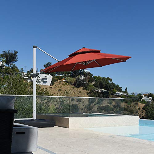 PURPLE LEAF 12 Feet Double Top Round Deluxe Patio Umbrella Offset
