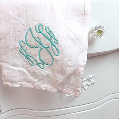 XOve Baby Personalized Bamboo Muslin Cotton Swaddle | Monogrammed Infant Receiving Blanket (Pink)