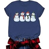 Christmas Shirt for Women Tis The Season Merry Tree Snowman Cute Graphic Festival Shirts Vacation Trendy Tops