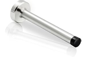 GUDUI Door Stop, 6 Inch Door Stopper Extra Long Door Stops Stainless Steel Brushed Nickel Doorstops for Wall Mounted Baseboard Rubber Bumper Baby Proof Extender Door Holder, Silver