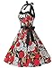 Vintage Cocktail Dress 50s Dresses for Women Retro Halter Rockabilly Homecoming Dress 1950s Pinup Homecoming Dress Black Skull Dot L