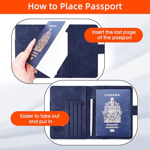 WALNEW RFID Blocking Passport Holder Travel Wallet Cover Case