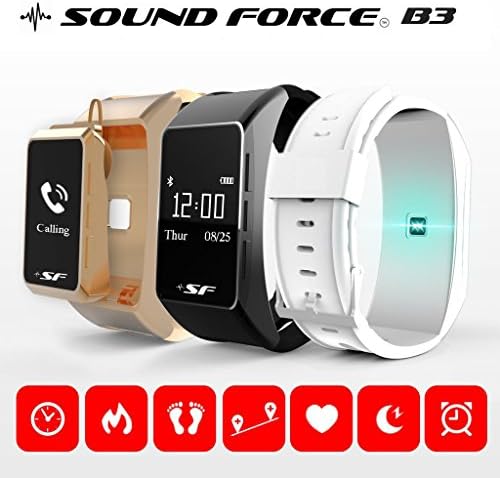Smart Watch Bluetooth Talk Band B3 From Sound Force - Fitness Activity Tracker For Men, Women Girls Boys - Works With Iphone Samsung Android Apple. Removable Wireless Ear Piece