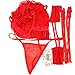 YKSH Women Lingerie, 4 Pcs Sexy Lace Lingerie With Garter Belt Bodysuit Babydoll Chemise,Small,Red