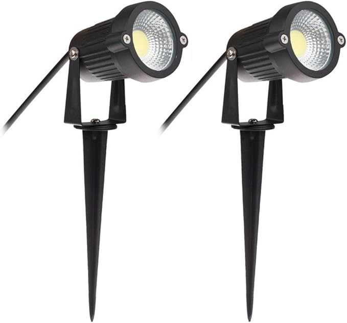 2 x Focos Proyector LED con Estaca Exterior Jardín IP65 COB 5W 220V