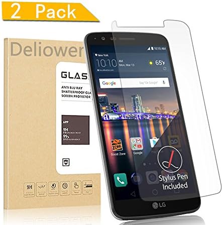 [2-Pack] LG Stylo 3 / LG Stylus 3/ LG LS777 Screen Protector, Deliower Glass Screen Protector [Tempered Glass] HD Clear Ballistic Glass Screen Protector for LG Stylo 3 / LG Stylus 3/ LG LS777
