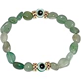 Jewever Evil Eye Beaded Bracelets Tumbled Stones and Crystals Wealth Stretch Bracelet for Women Men Protection and Prosperity Jewelry Amulet Good Luck Gifts Unisex