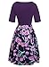 oxiuly Women's Vintage Patchwork Pockets Puffy Swing Casual Party Dress OX165 (Purple, xx_l)