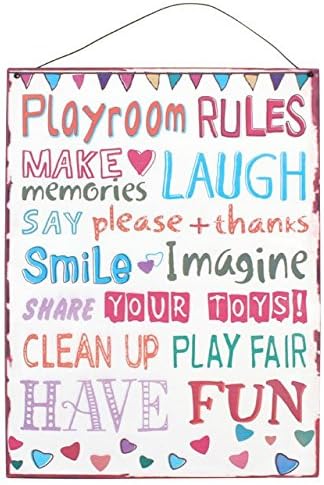 Something Different Wholesale Playroom Rules Sign (12/24), Metal, Multicolour, 40x30x0.1 cm