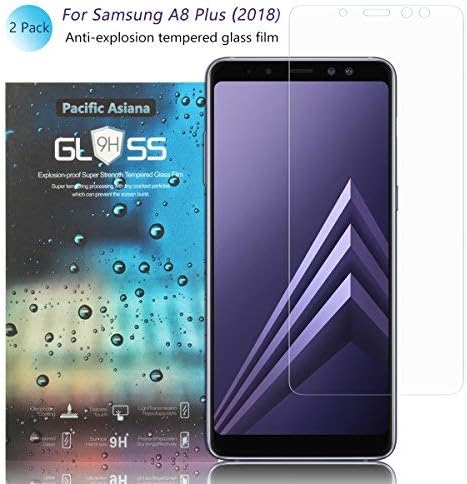 [2-Pack] A8+ 2018 Screen Protector, Pacific Asiana Ultra Thin HD Clear Ballistic [9H Hardness][Anti-Scratch][Bubble-Free][Shockproof][Anti-Fingerprint] Tempered Glass for Samsung Galaxy A8 Plus 2018
