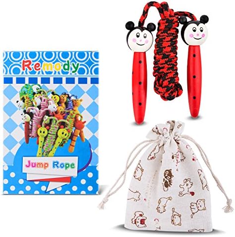 Remody Jump Rope for Kids: Lightweight, Wooden Handle Skipping Rope With Easy to Grasp Hand Carved Bunny Handles - Best For Fitness and Jumping Exercise