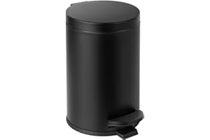 Cesun 1.2 Gallons Small Black Trash Can, Bathroom Garbage Can with Lid and Foot Pedal, Mini Round Wastebasket for Bathroom, Bedroom, Office, 4.5 Liters / 1.2 Gallons, Matte Black