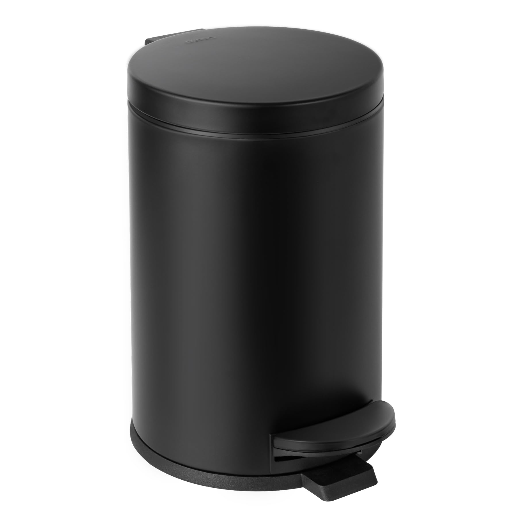 Photo 1 of Cesun 1.2 Gallons Small Black Trash Can, Bathroom Garbage Can with Lid and Foot Pedal, Mini Round Wastebasket for Bathroom, Bedroom, Office, 4.5 Liters / 1.2 Gallons, Matte Black
