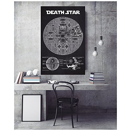 Star Wars Assorted Design Patent Art Poster 18 x 24 inch Silk Screen Prints (Star Wars Death Star Blue Print - Chalkboard)