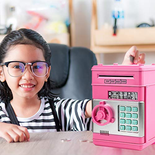 AFFIMS Electronic Piggy Banks Mini ATM Electronic Coin and Bills Bank