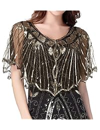 BABEYOND 1920 Chal Wraps Lentejuela Con cuentas Capa de noche Nupcial Chal Bolero Flapper Cover Up