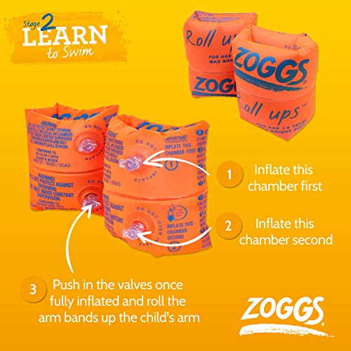 image for Zoggs Swimming Aid Children's Easy Inflate And Trade Roll-ups - Orange