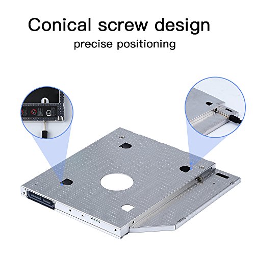 Onvian SATA 3nd Aluminum HDD Caddy Case Tray for 9.5mm Universal CD/DVD-ROM Optical Bay Drive Slot (for SSD and HDD) - Thumbnail 6