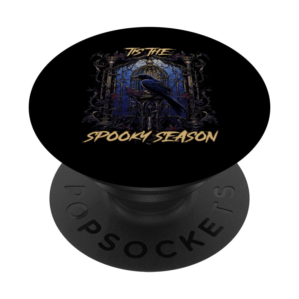 Tis The Spooky Season Cute Halloween Dark Black Raven Crow PopSockets Swappable PopGrip