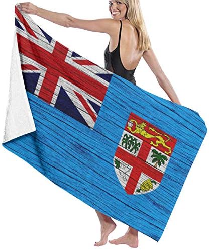 Wooden Texture Republic of Fiji Themed Party Pattern Printed Beach Blanket Mat Pool Bath Towels Swimming Bathroom Shower Room Home Decor Decorations Ornament Large