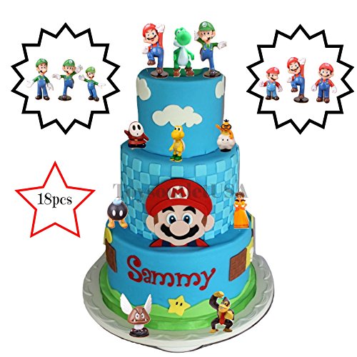 Super Mario Brothers Cake Topper 18 Piece Action Figures Buy