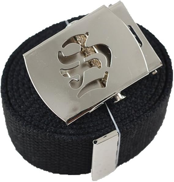 Old English Initial"S" Canvas Military "Black" Belt