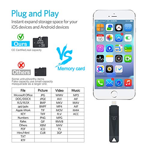 Universal Flash Drive 128 GB, QARFEE USB 3.0 Jump Drive External Storage Memory Stick Pen Flash Drive Compatible for iPhone, iPad, iPod, Mac, iOS/Android Phone and PC, Black-Gray - Thumbnail 4