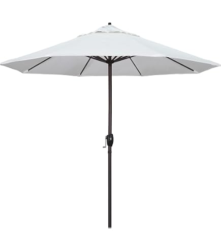 9-foot round solar aluminum patio umbrella in chino Amazon.com: California Umbrella 9' Round Aluminum Outdoor Deck, Pool or Patio  Umbrella, Crank Lift, Auto Tilt, Bronze Pole, White Olefin : Clothing,  Shoes & Jewelry
