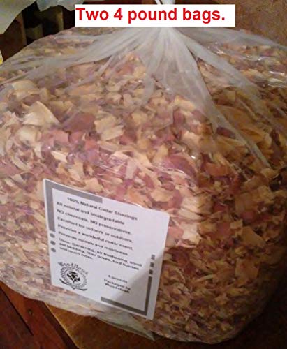 Amish Aromatic Red Cedar Wood Shavings. 100% All Natural. 8 lbs or 4 lbs of Shavings/Curls. Made in The USA! (8 lbs)