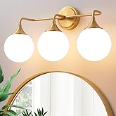 Ritakcdn Gold Bathroom Light Fixtures, Modern Vanity Lighting Over Mirror, Mid Century Brushed Brass Wall Sconce 3-Light with