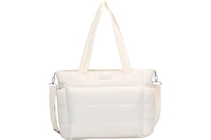 Barabum Tote Bag for Women with Long Strap, Lightweight Puffy Tote Bag with Compartments Quilted Shoulder Bag Handbag