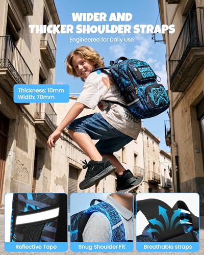 Amythe Backpack Trolley Boys Strap Trolley Large Reflective Modern, Blue, Travel Backpacks | Trolley Strap Large Reflective Waterproof Daypack Multi-Pocket Spacious Sturdy for School Travel Hiking University