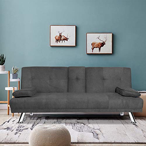 MOOSENG Futon Sofa Bed, Fold Up & Down Modern Recliner Convertible